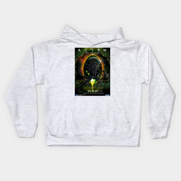 Alien 45 th Aniversary poster Alien day Kids Hoodie by Ale_jediknigth